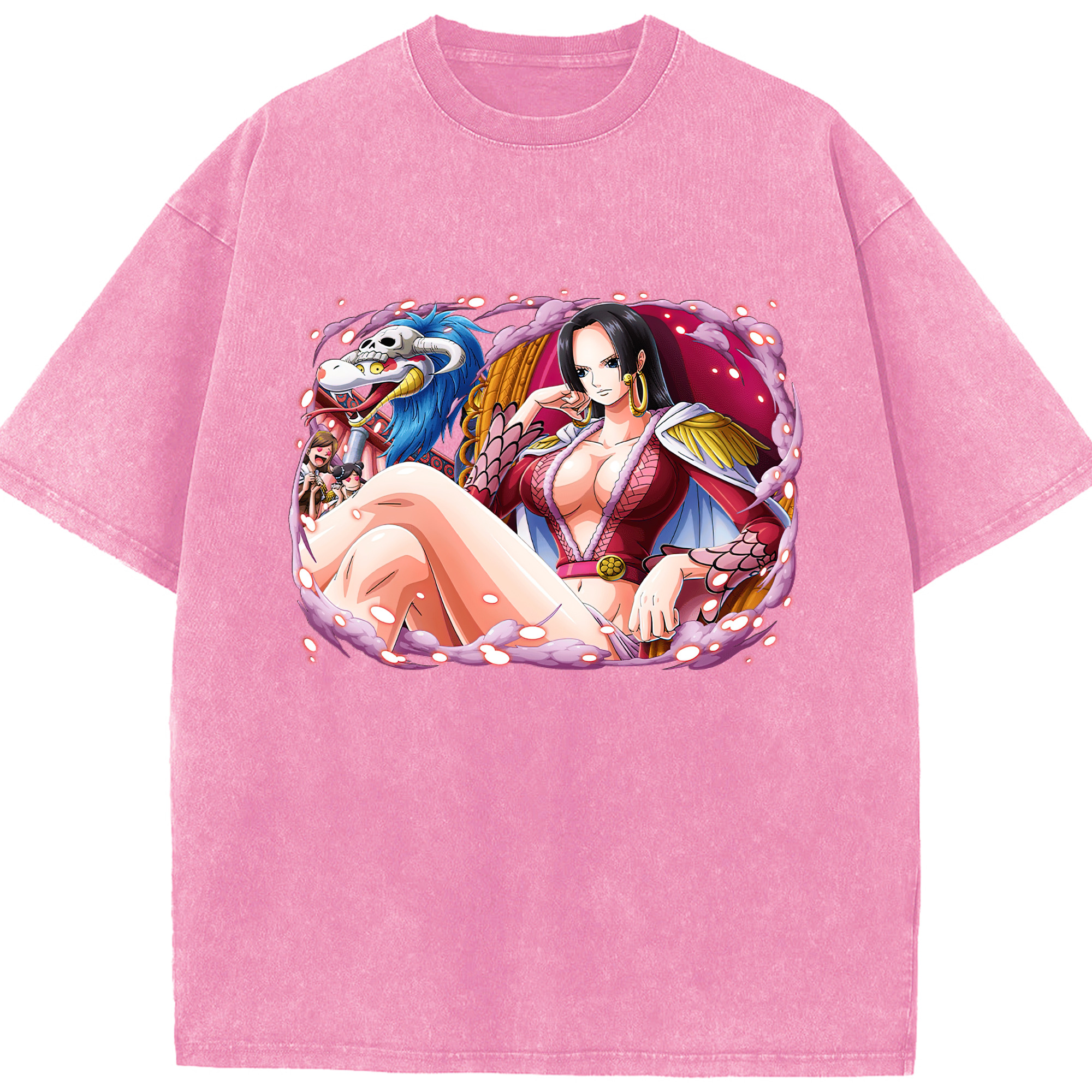 ワンピース ボア・ハンコック ONE PIECE Boa·Hancock 綿100% ヴィンテージ風 半袖Tシャツ（フロントプリント）
